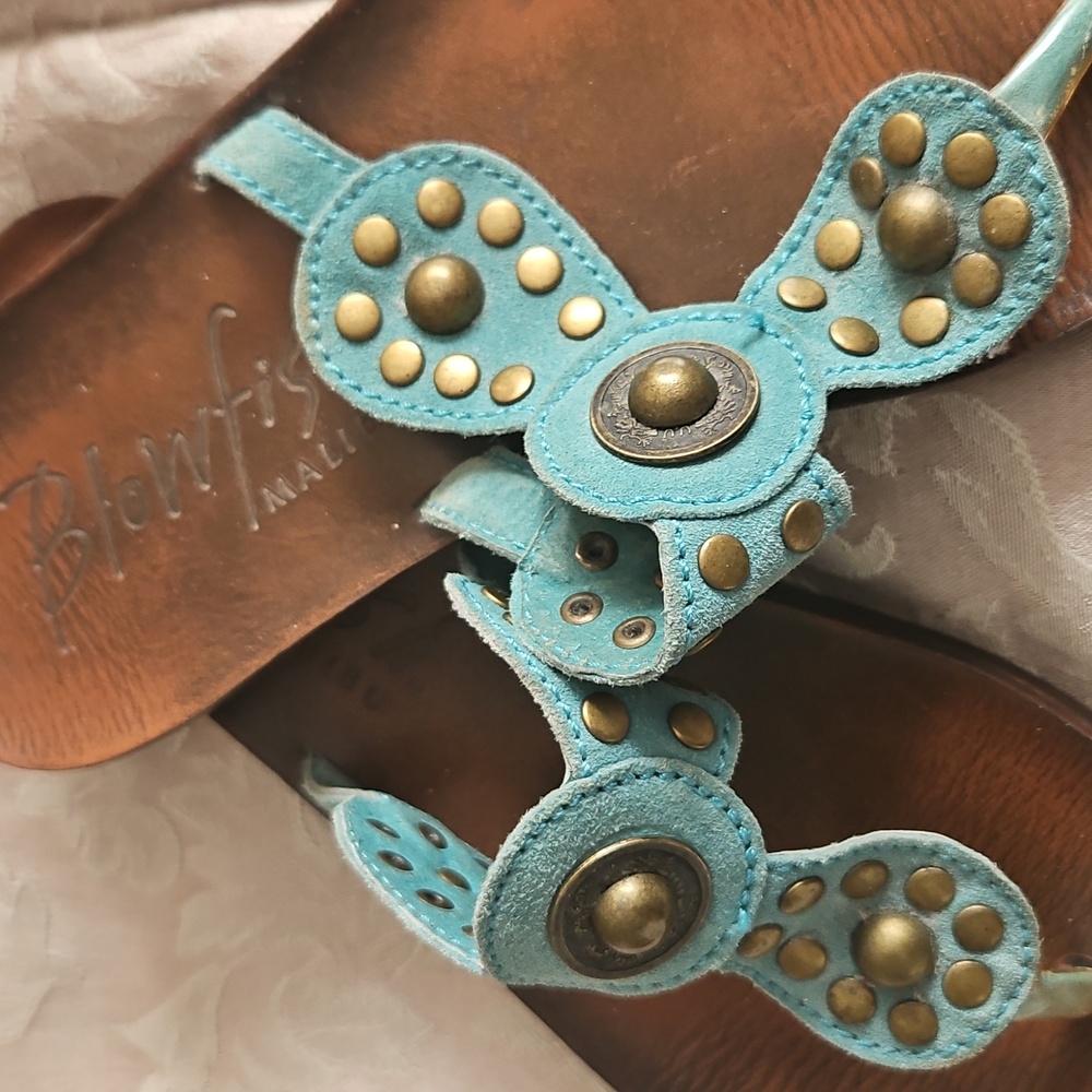 Blowfish Teal and Brown Sandals